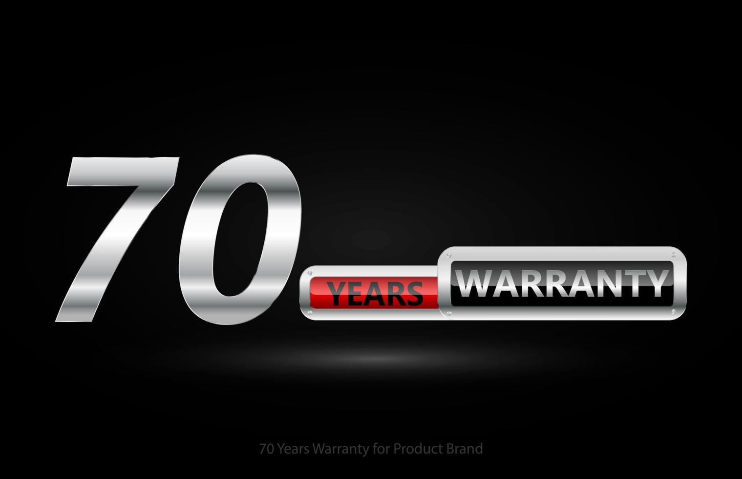70 jaren garantie zilver logo geïsoleerd Aan zwart achtergrond, vector ontwerp voor Product garantie, garantie, onderhoud, zakelijk, en uw bedrijf.