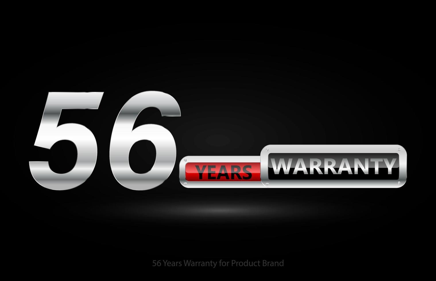 56 jaren garantie zilver logo geïsoleerd Aan zwart achtergrond, vector ontwerp voor Product garantie, garantie, onderhoud, zakelijk, en uw bedrijf.
