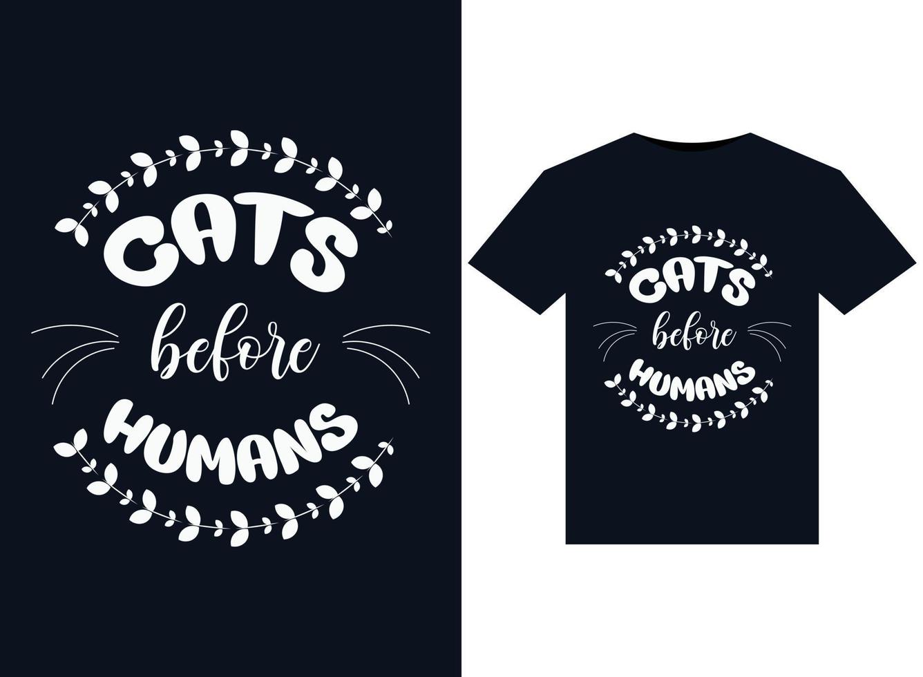 katten voordat mensen illustraties voor drukklare t-shirts ontwerp vector