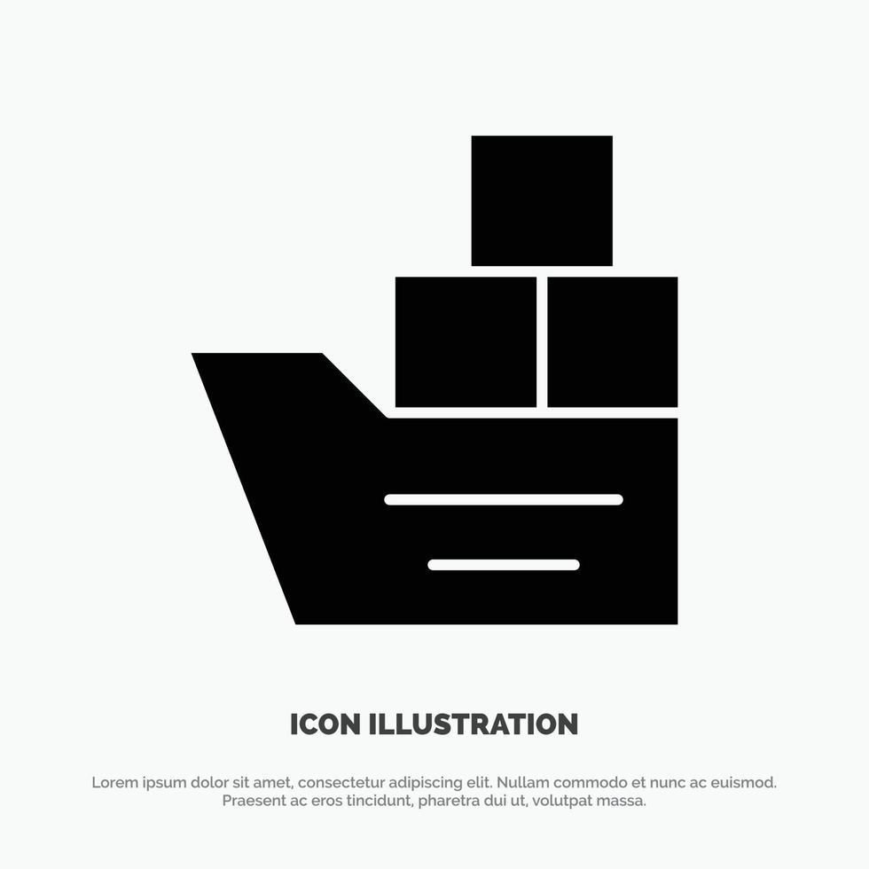 doos mooi zo logistiek vervoer schip solide glyph icoon vector