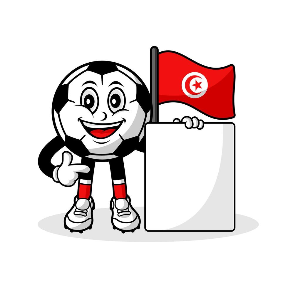 mascotte tekenfilm Amerikaans voetbal Tunesië vlag met banier vector