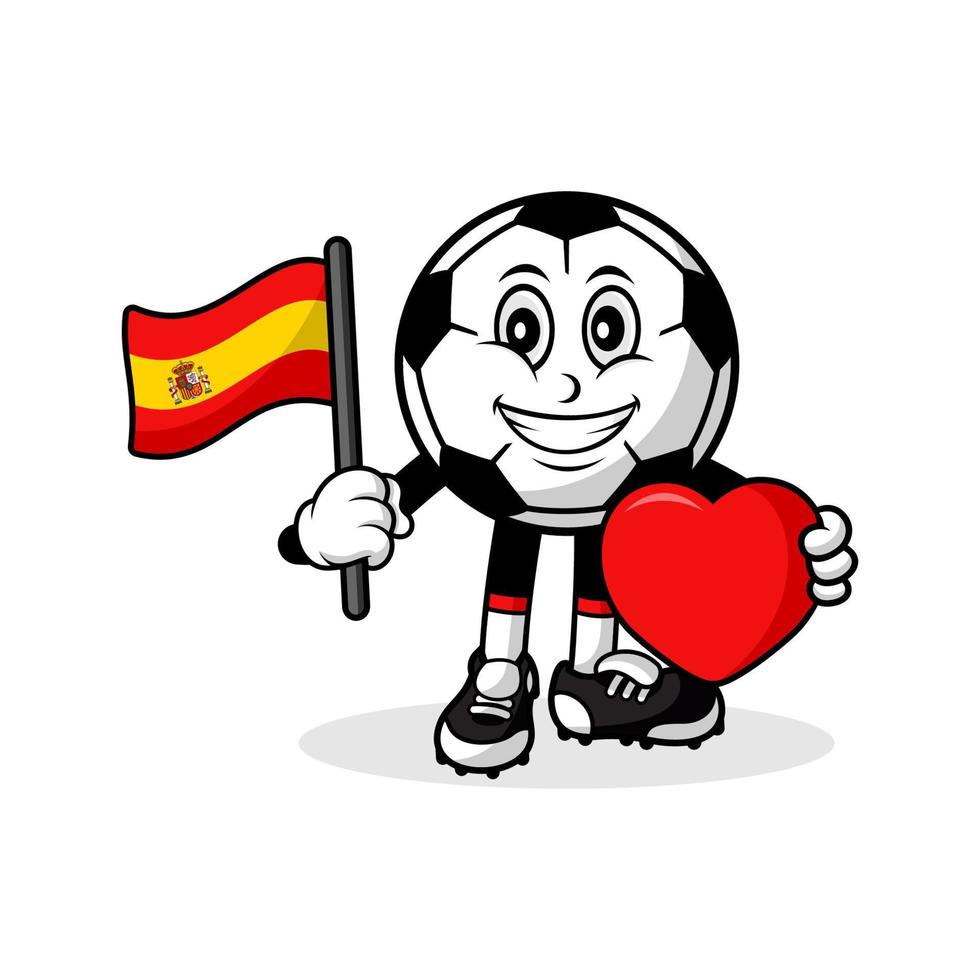 mascotte tekenfilm Amerikaans voetbal liefde Spanje vlag ontwerp vector