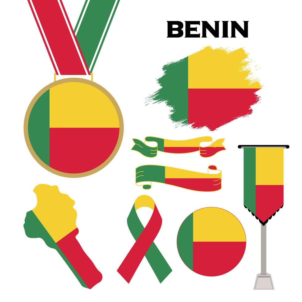 elementen verzameling met de vlag van Benin ontwerp sjabloon vector