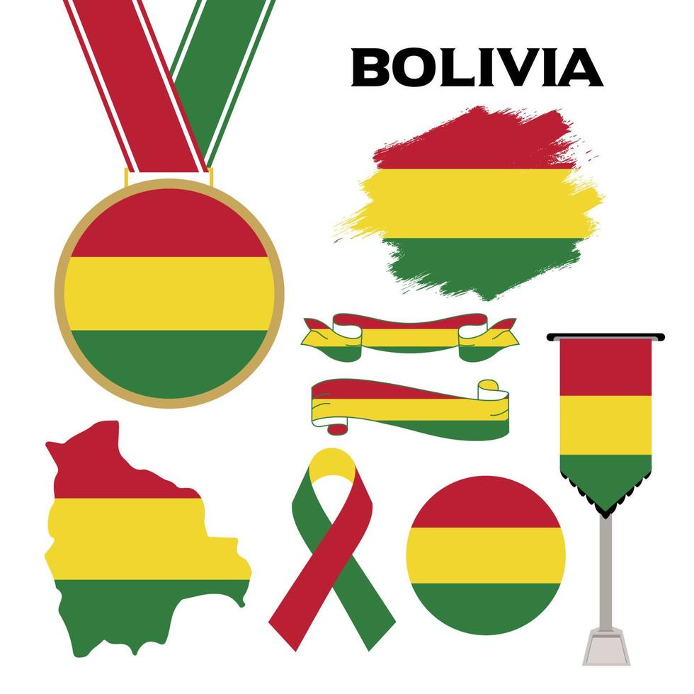 elementen verzameling met de vlag van Bolivia ontwerp sjabloon vector