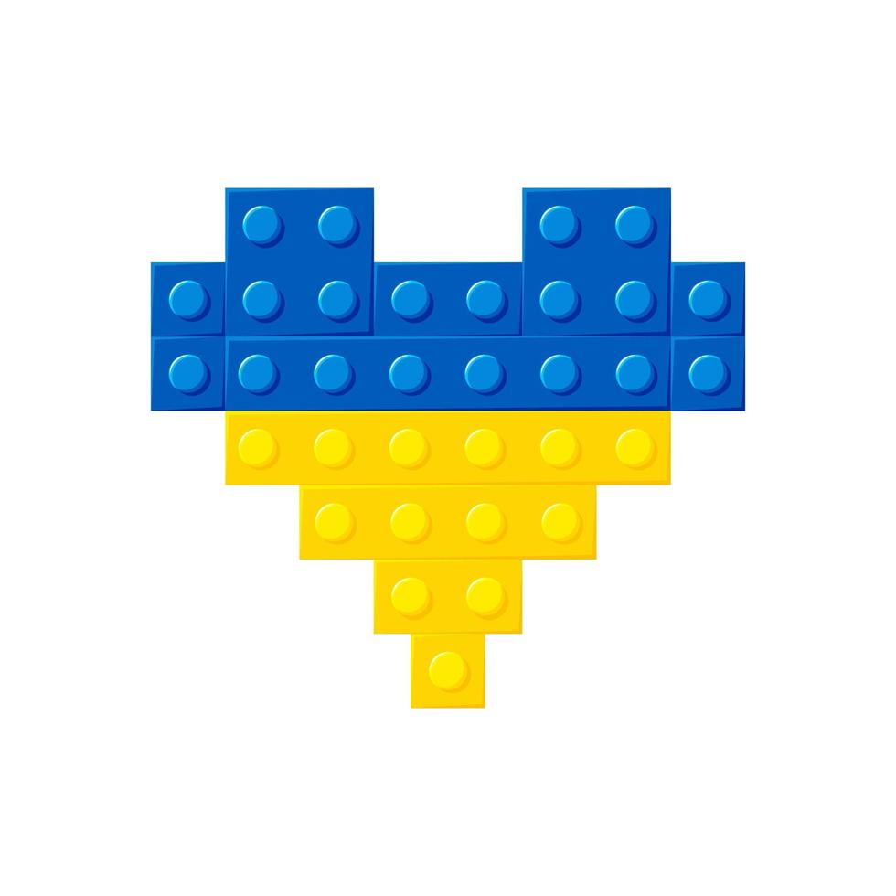 oekraïens vlag gemaakt van plastic blokken van de aannemer. vector illustratie.