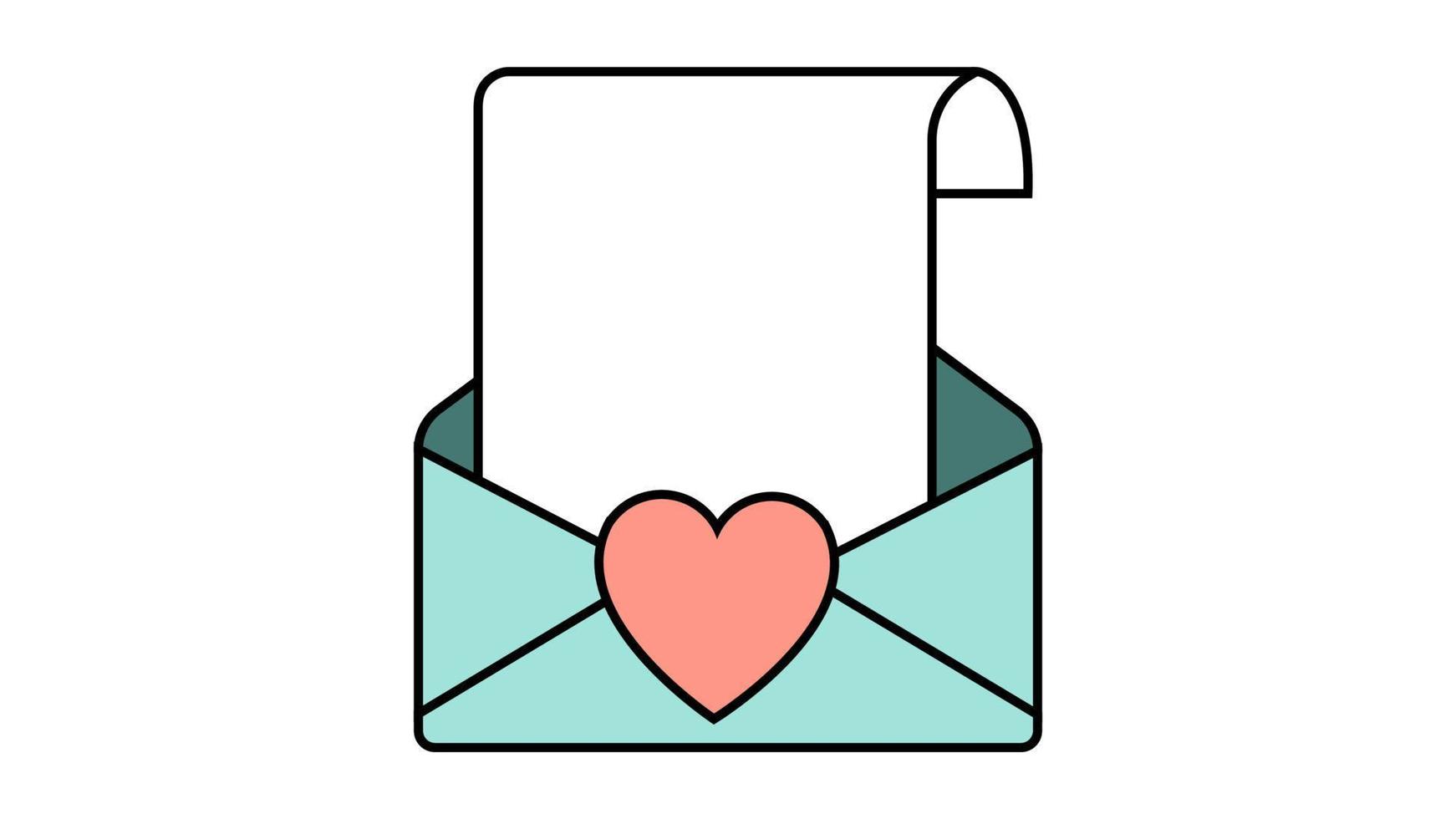 gemakkelijk icoon in vlak stijl van een mooi brief in een envelop met een hart voor de vakantie van liefde, Valentijnsdag dag of maart 8. vector illustratie