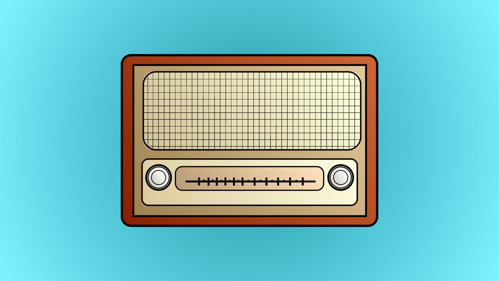 oud mooi retro hipster radio voor luisteren naar muziek- van de jaren 70, jaren 80, 90s Aan een blauw achtergrond vector