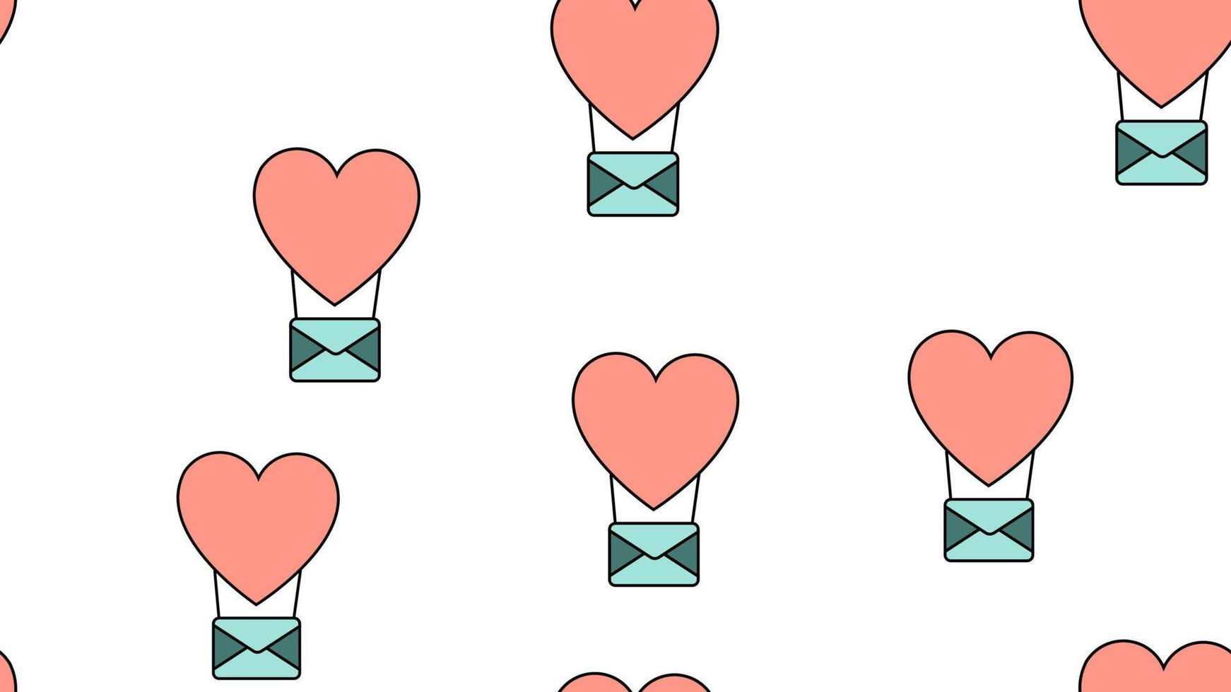 structuur eindeloos naadloos patroon van vlak pictogrammen van ballonnen en enveloppen van liefde items voor de feest van liefde Valentijnsdag dag februari 14 of maart 8 Aan een wit achtergrond. vector illustratie