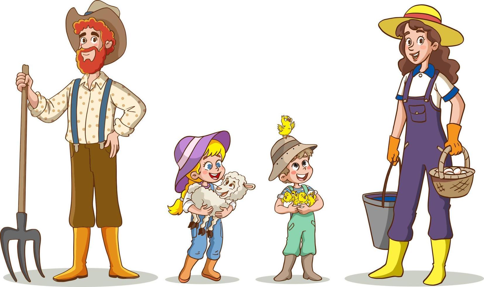 gelukkig boer familie tekenfilm karakter vector illustratie