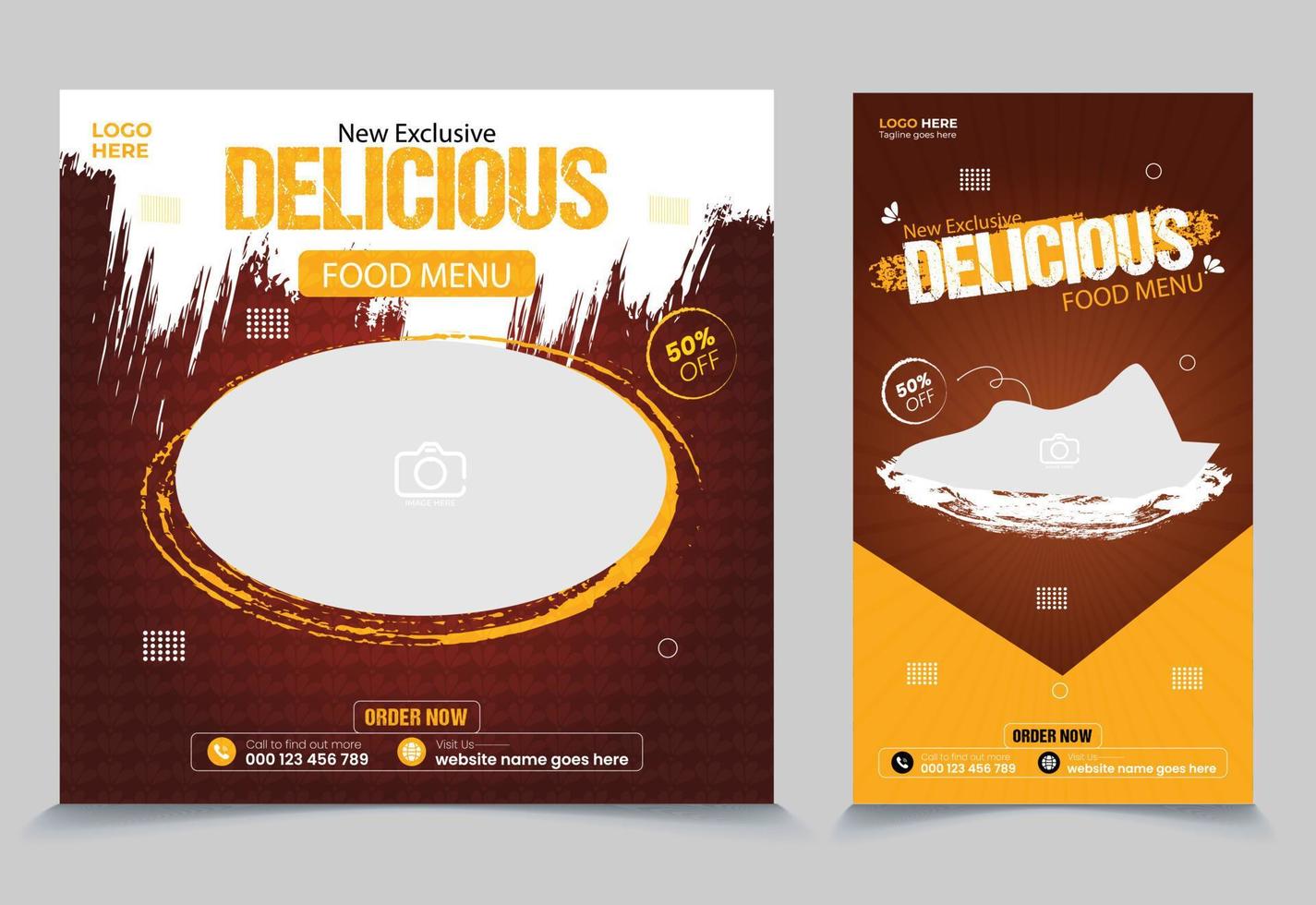 heerlijk voedsel Bij restaurant promo verhaal, vector illustratie. web bladzijde verhalen post sjabloon voor promotionele restaurant voedsel bedrijf