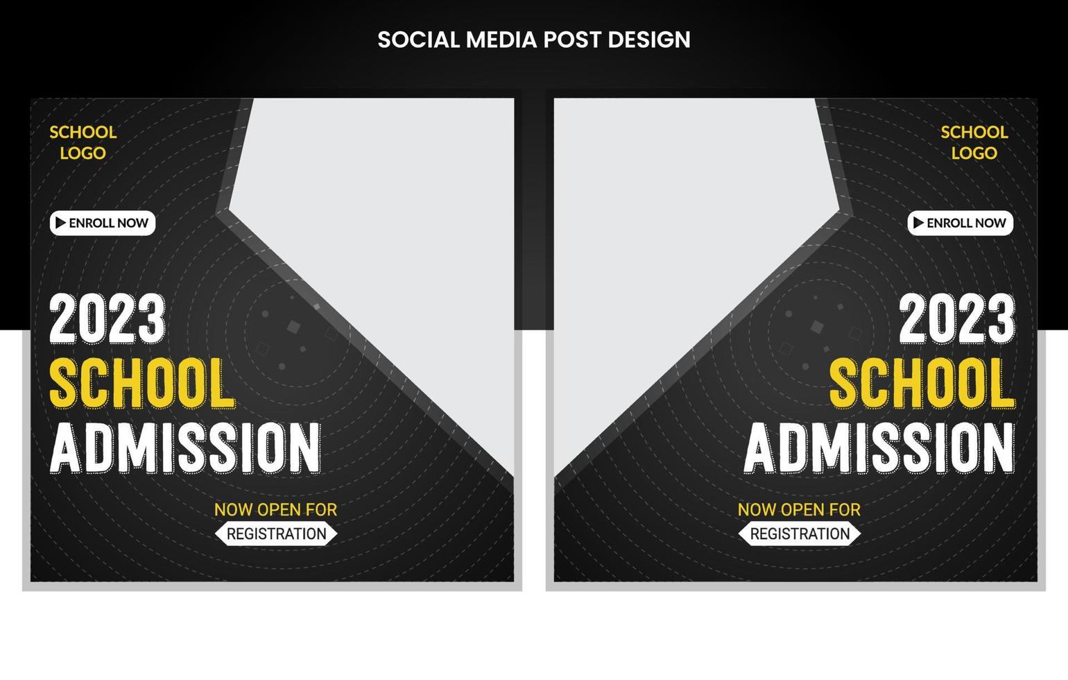 school- toelating sociaal media post en web banier sjabloon ontwerp vector