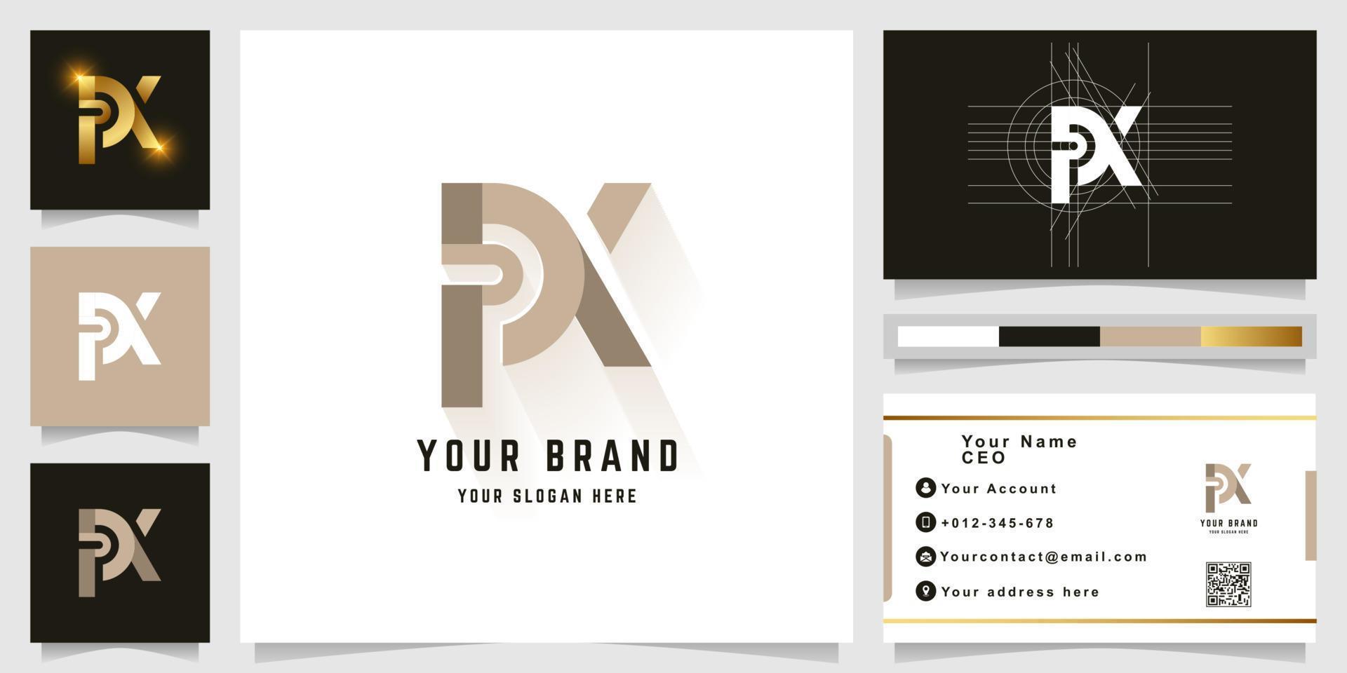 brief pk of px monogram logo met bedrijf kaart ontwerp vector