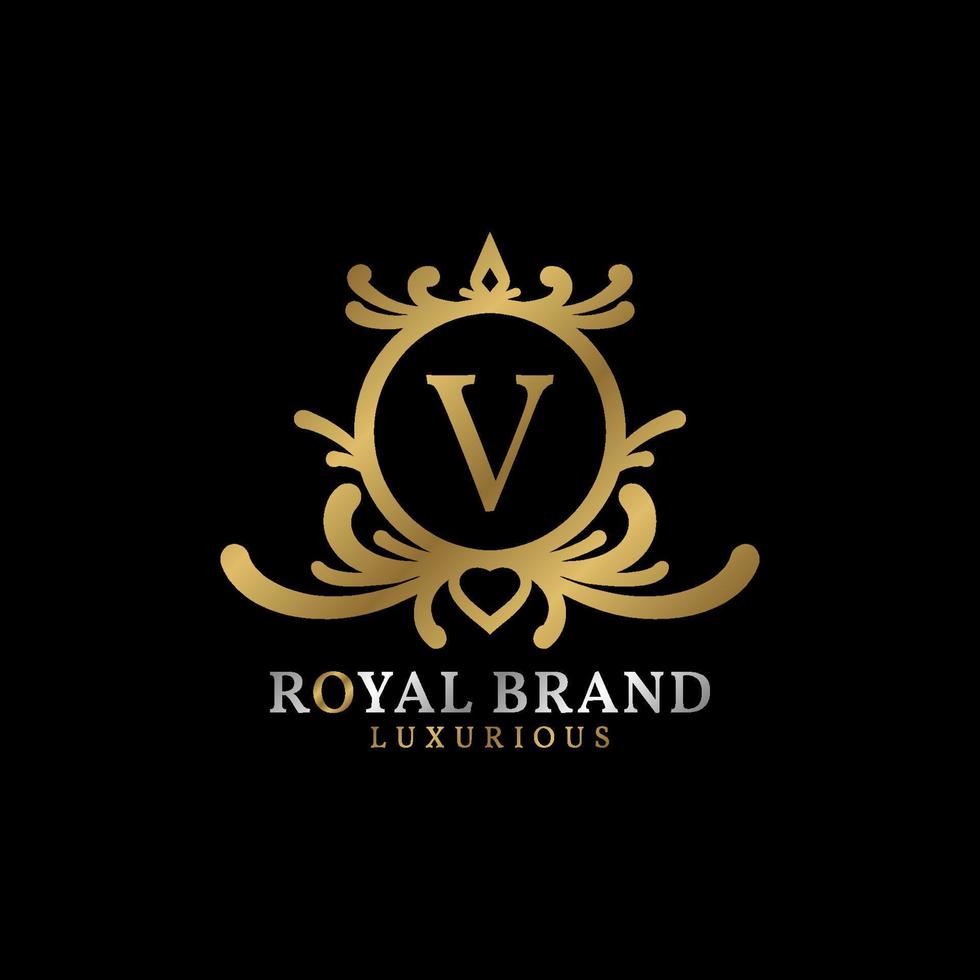 brief v Koninklijk kam vector logo ontwerp voor luxueus merk