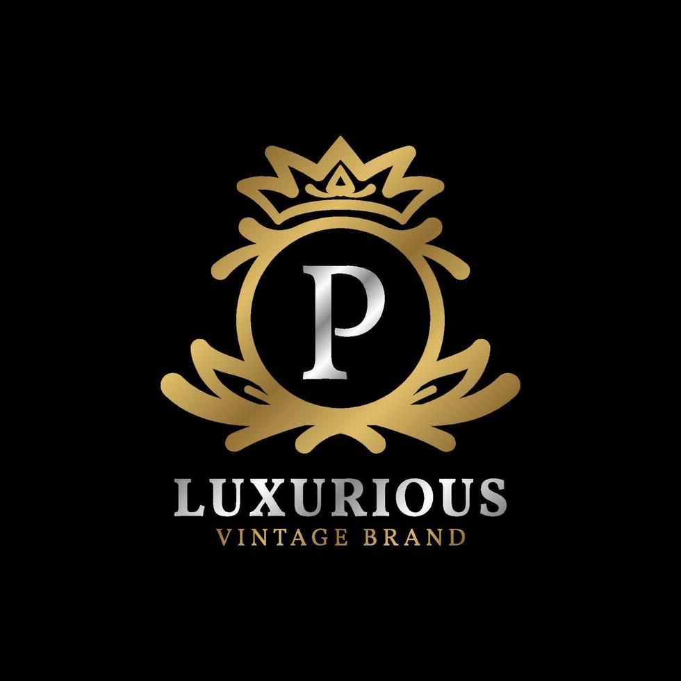brief p met kroon luxe kam voor schoonheid zorg, salon, spa, mode vector logo ontwerp