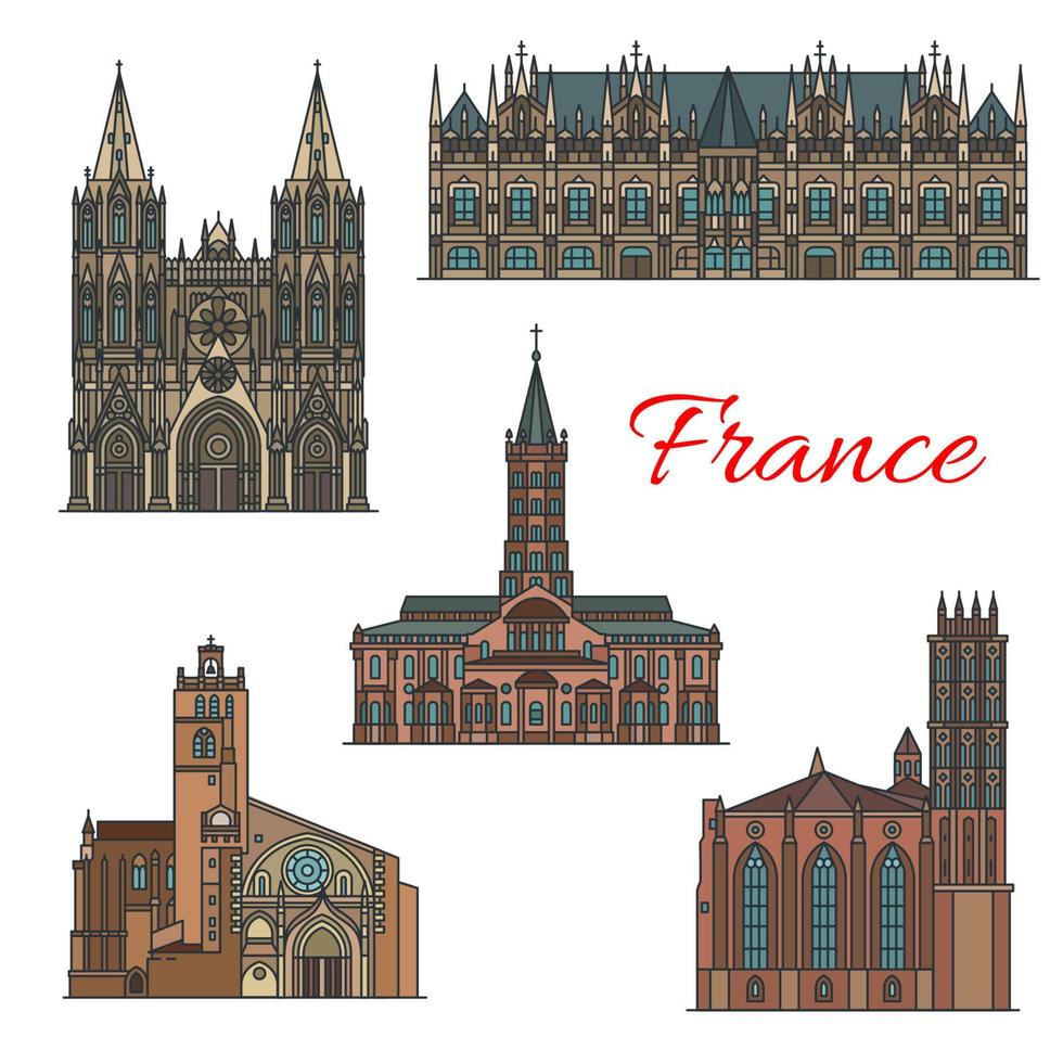 Frankrijk beroemd reizen oriëntatiepunten vector pictogrammen