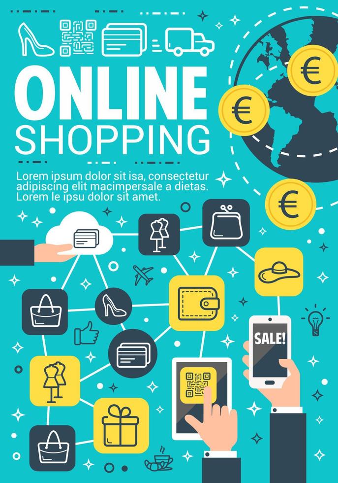 online boodschappen doen en e-commerce banier ontwerp vector