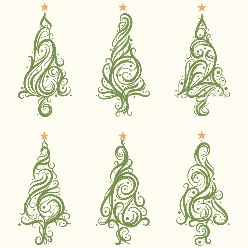 Kerstmis boom kalligrafische vector reeks