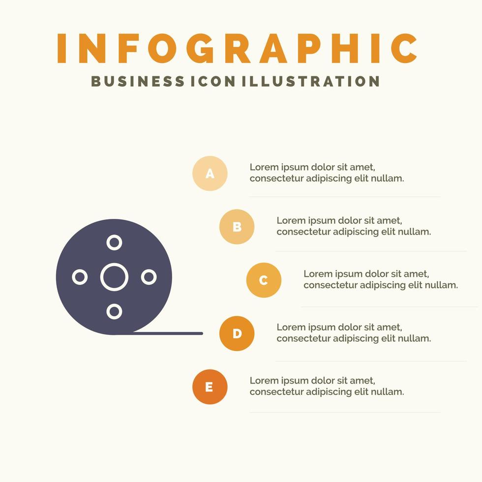 album film film haspel solide icoon infographics 5 stappen presentatie achtergrond vector