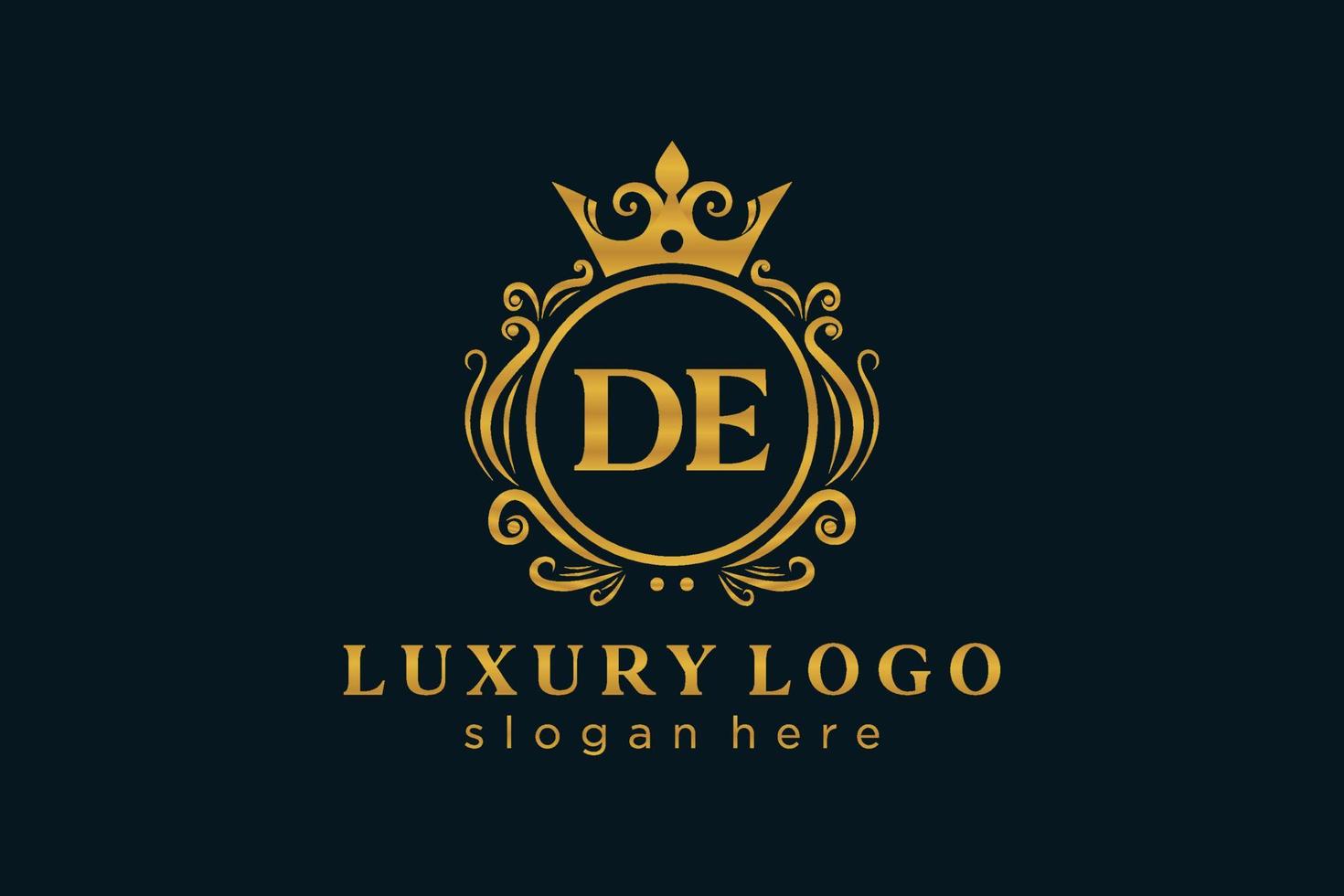 eerste de brief Koninklijk luxe logo sjabloon in vector kunst voor restaurant, royalty, boetiek, cafe, hotel, heraldisch, sieraden, mode en andere vector illustratie.