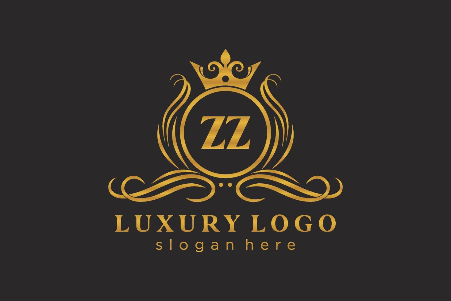 eerste zz brief Koninklijk luxe logo sjabloon in vector kunst voor restaurant, royalty, boetiek, cafe, hotel, heraldisch, sieraden, mode en andere vector illustratie.