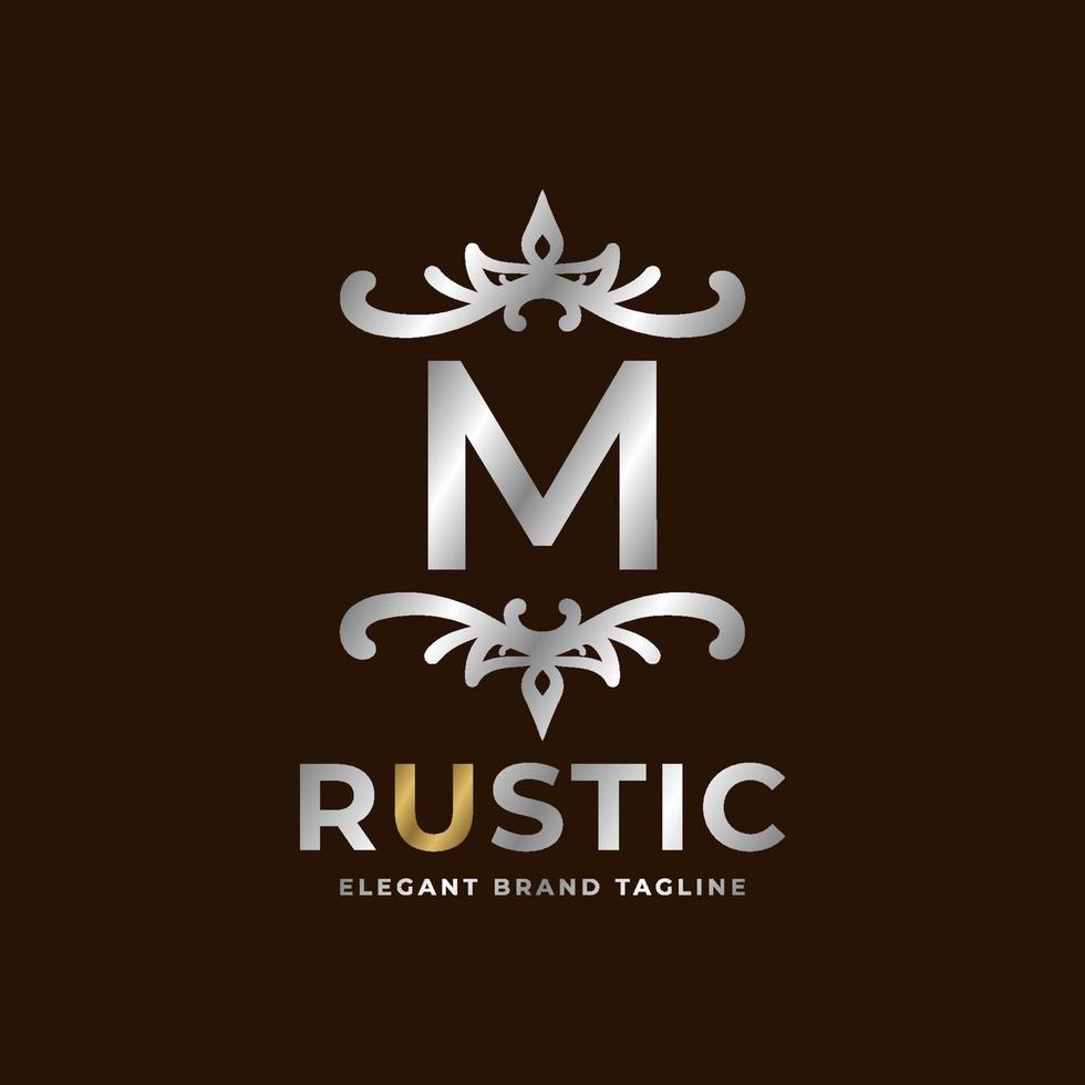 brief m rustiek vector logo sjabloon ontwerp voor mode, bruiloft, spa, salon, hotel, restaurant, schoonheid zorg