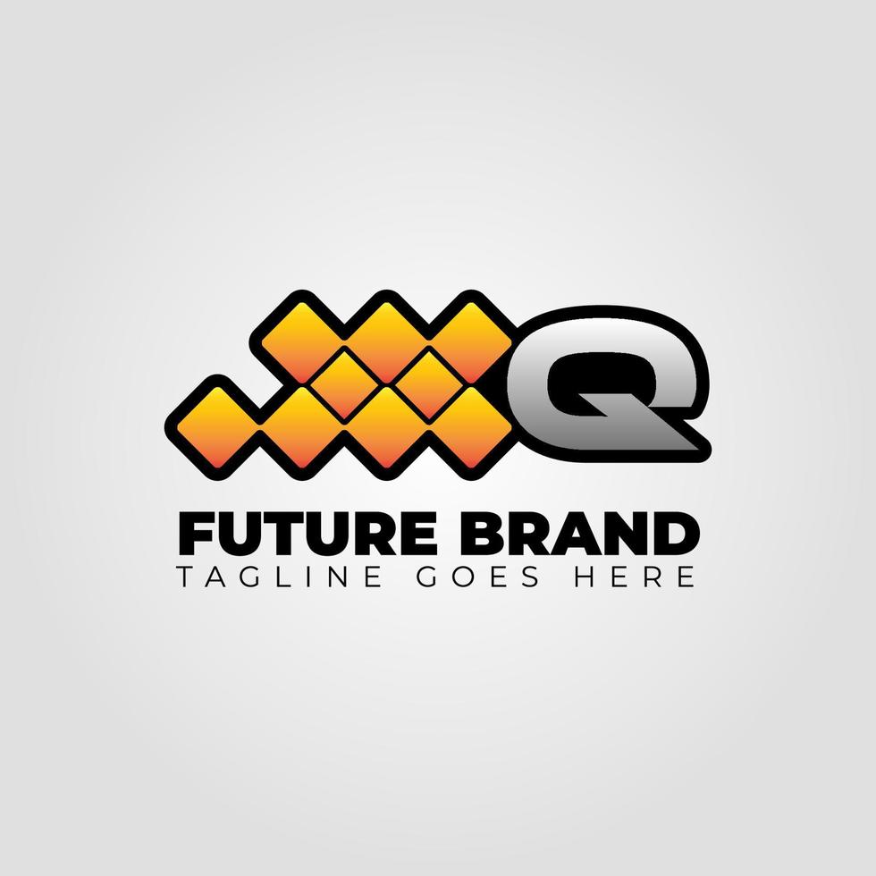 brief q modern futuristische abstract pixel vector logo ontwerp