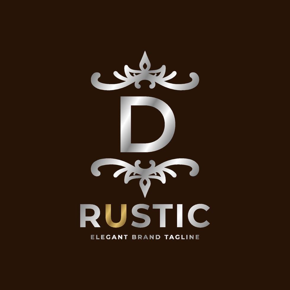 brief d rustiek vector logo sjabloon ontwerp voor mode, bruiloft, spa, salon, hotel, restaurant, schoonheid zorg