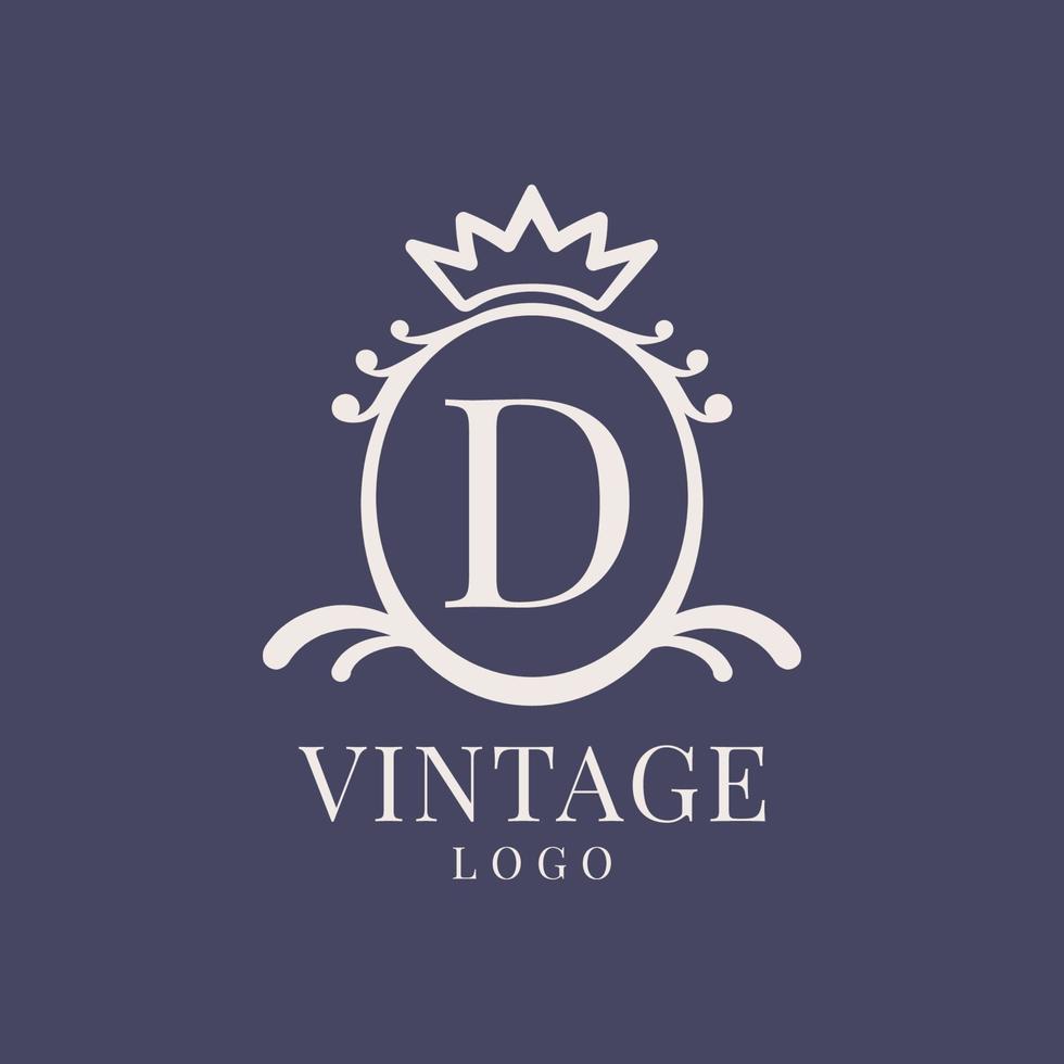 brief d wijnoogst logo ontwerp voor klassiek schoonheid Product, rustiek merk, bruiloft, spa, salon, hotel vector