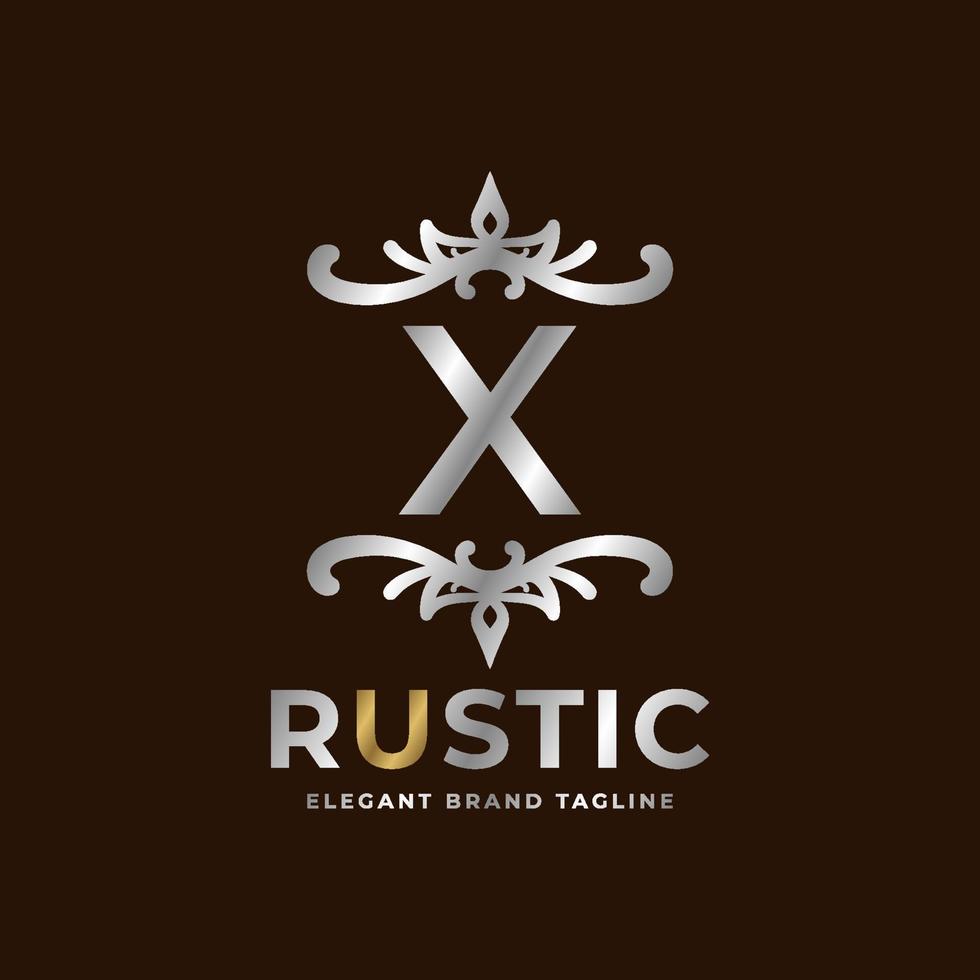 brief X rustiek vector logo sjabloon ontwerp voor mode, bruiloft, spa, salon, hotel, restaurant, schoonheid zorg