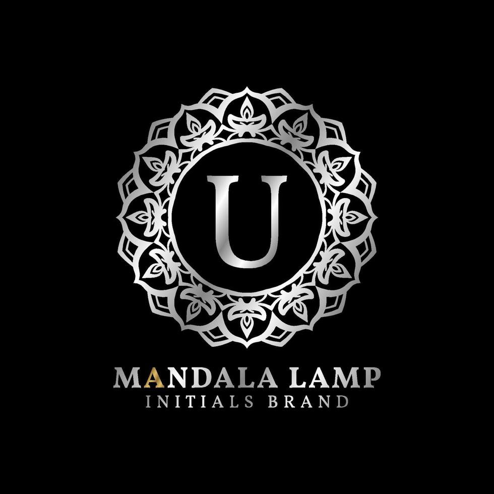 brief u mandala lamp initialen decoratief vector logo ontwerp voor bruiloft, spa, hotel, schoonheid zorg