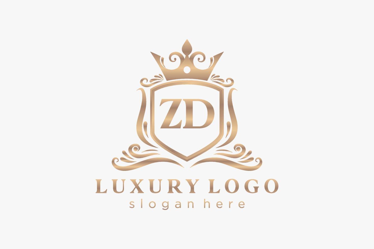 eerste zd brief Koninklijk luxe logo sjabloon in vector kunst voor restaurant, royalty, boetiek, cafe, hotel, heraldisch, sieraden, mode en andere vector illustratie.