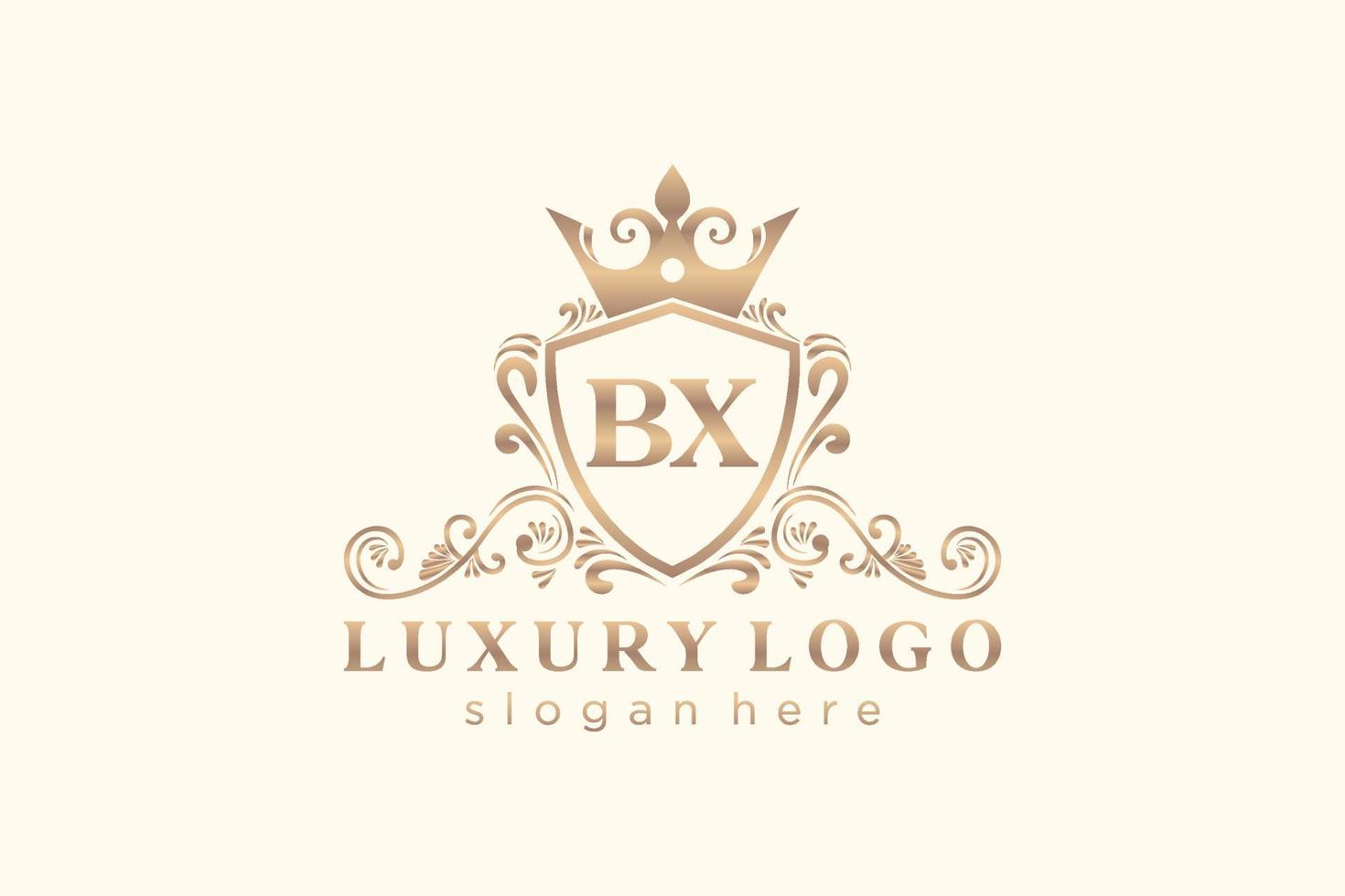 eerste bx brief Koninklijk luxe logo sjabloon in vector kunst voor restaurant, royalty, boetiek, cafe, hotel, heraldisch, sieraden, mode en andere vector illustratie.