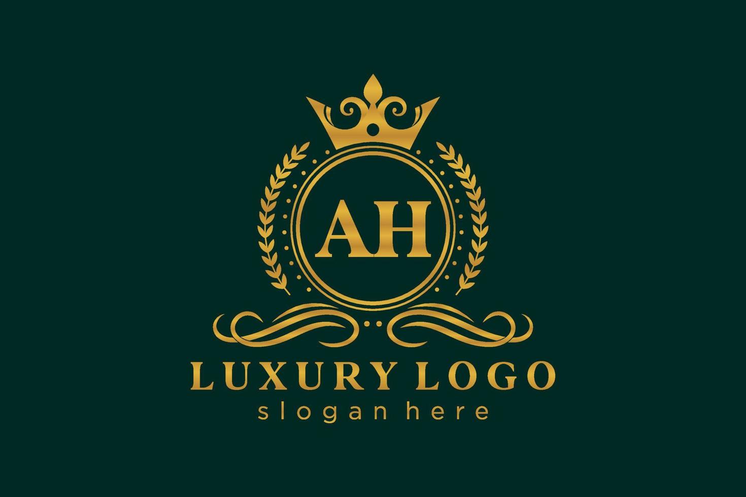 eerste Ah brief Koninklijk luxe logo sjabloon in vector kunst voor restaurant, royalty, boetiek, cafe, hotel, heraldisch, sieraden, mode en andere vector illustratie.