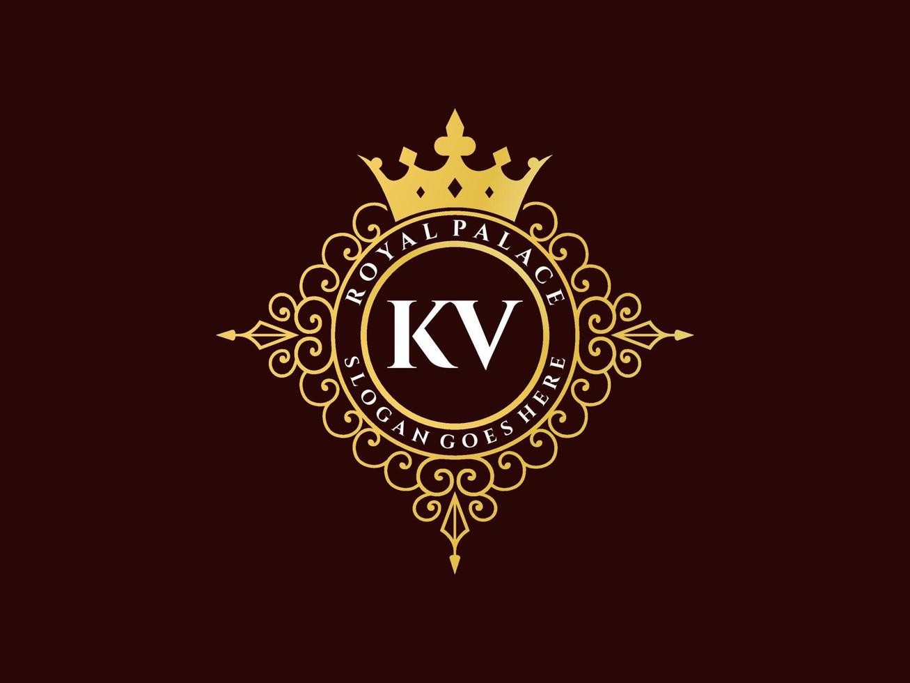 brief kv antiek Koninklijk luxe Victoriaans logo met sier- kader. vector