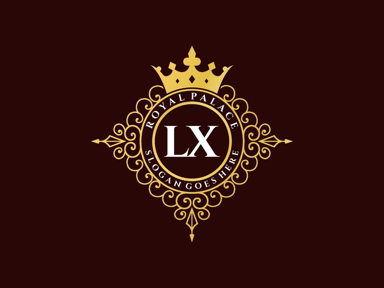 brief lx antiek Koninklijk luxe Victoriaans logo met sier- kader. vector