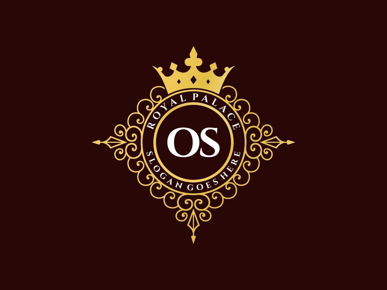 brief os antiek Koninklijk luxe Victoriaans logo met sier- kader. vector