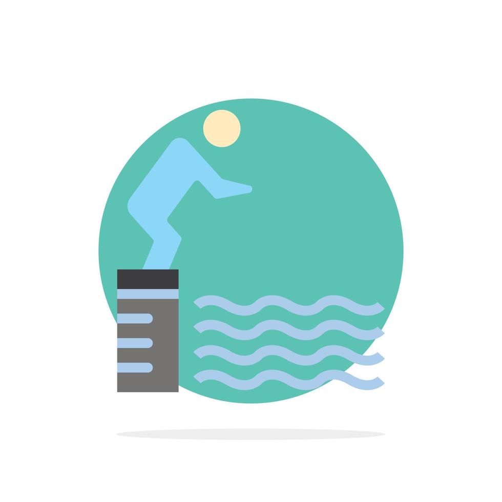 duiken springen platform zwembad sport abstract cirkel achtergrond vlak kleur icoon vector