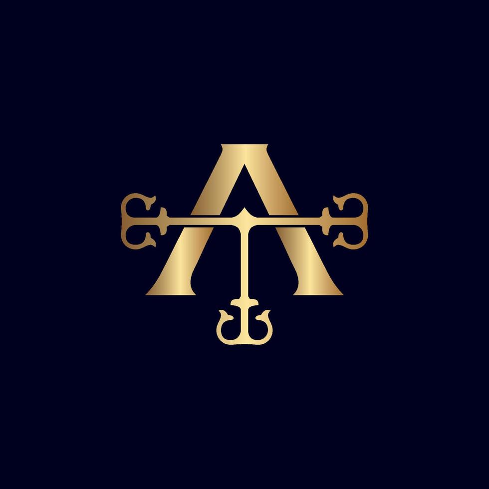 luxe brief een logo Koninklijk goud vector