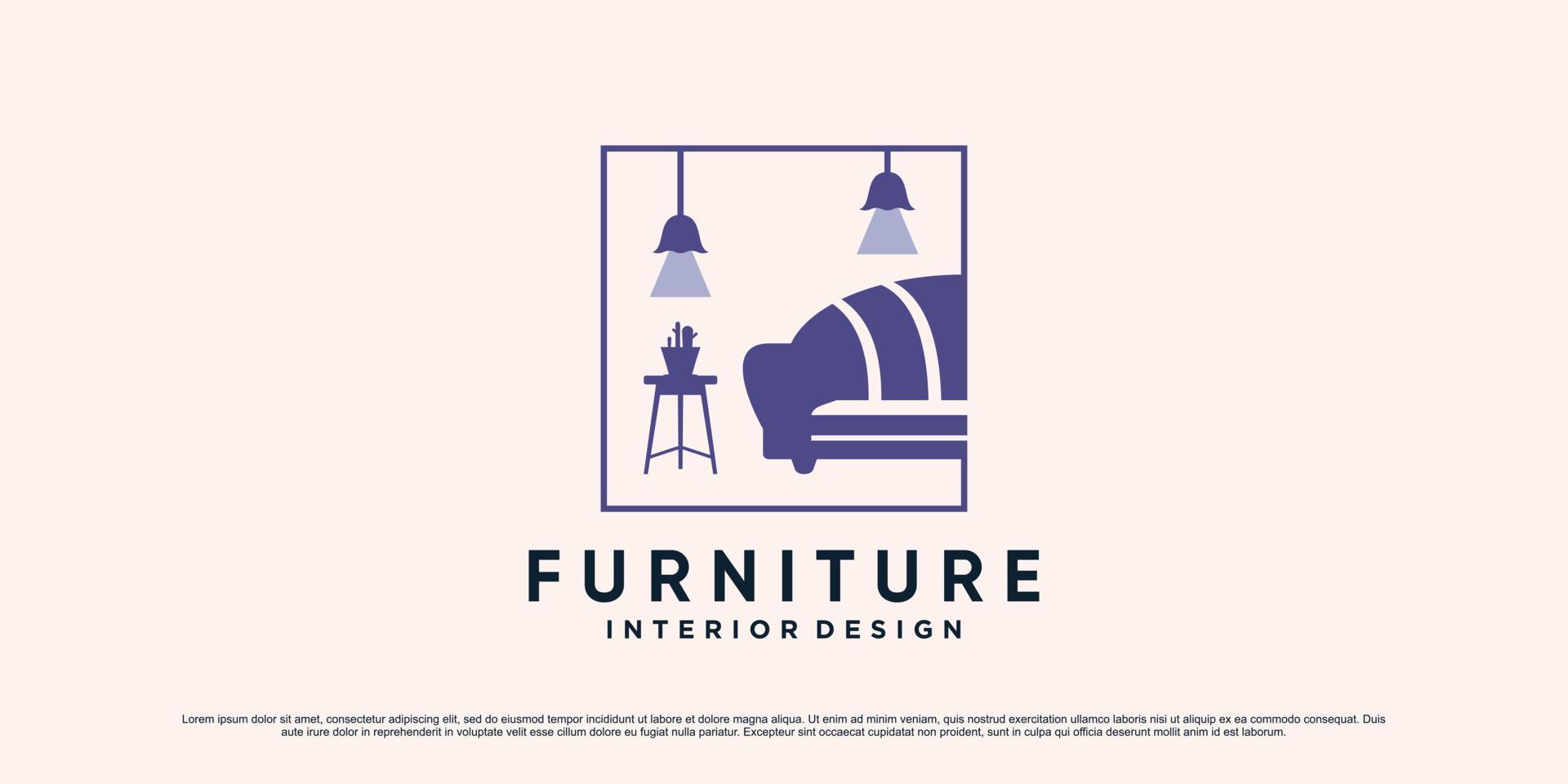 minimalistische meubilair logo ontwerp illustratie voor interieur huis met modern concept vector