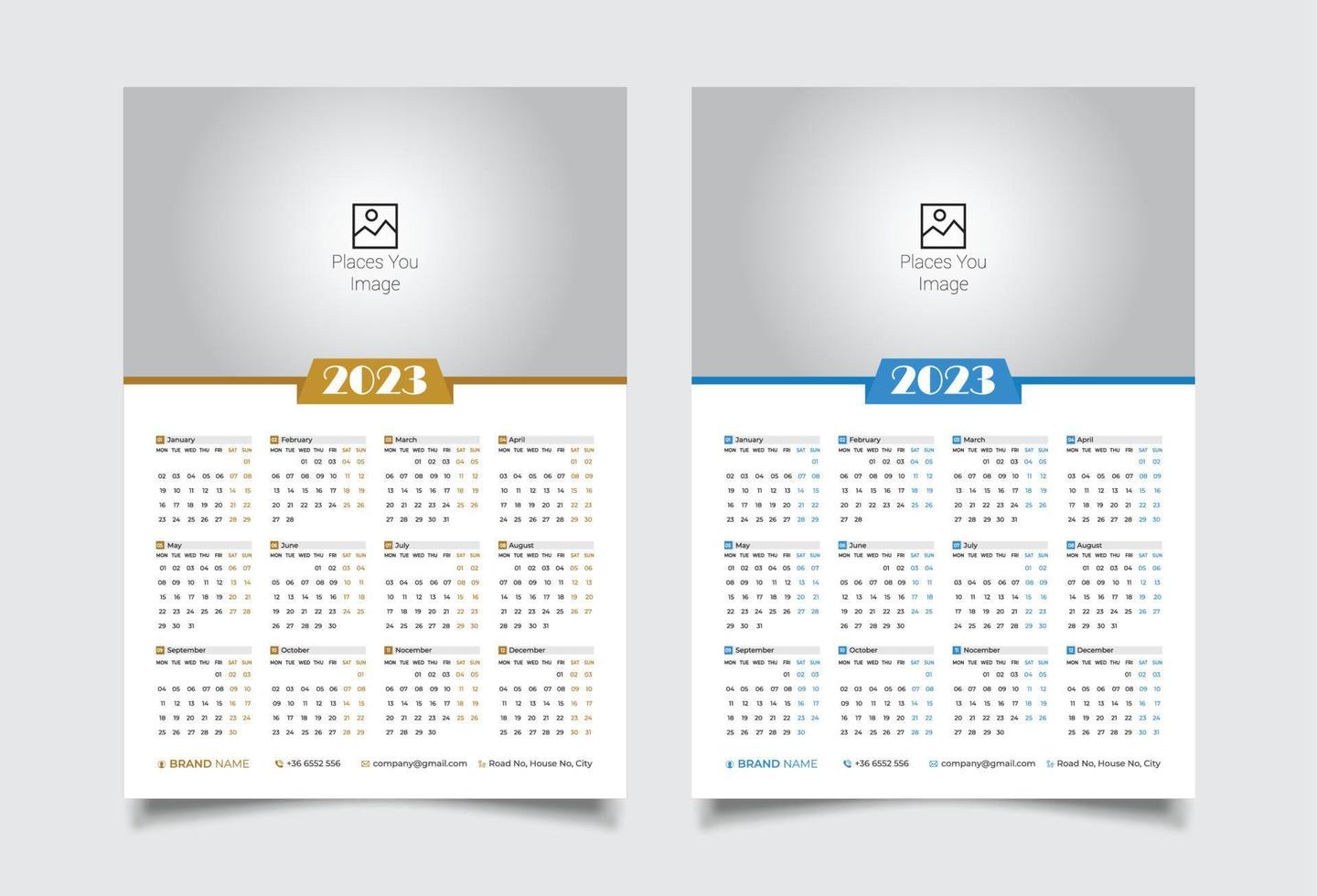 2023 muur kalender ontwerp vector