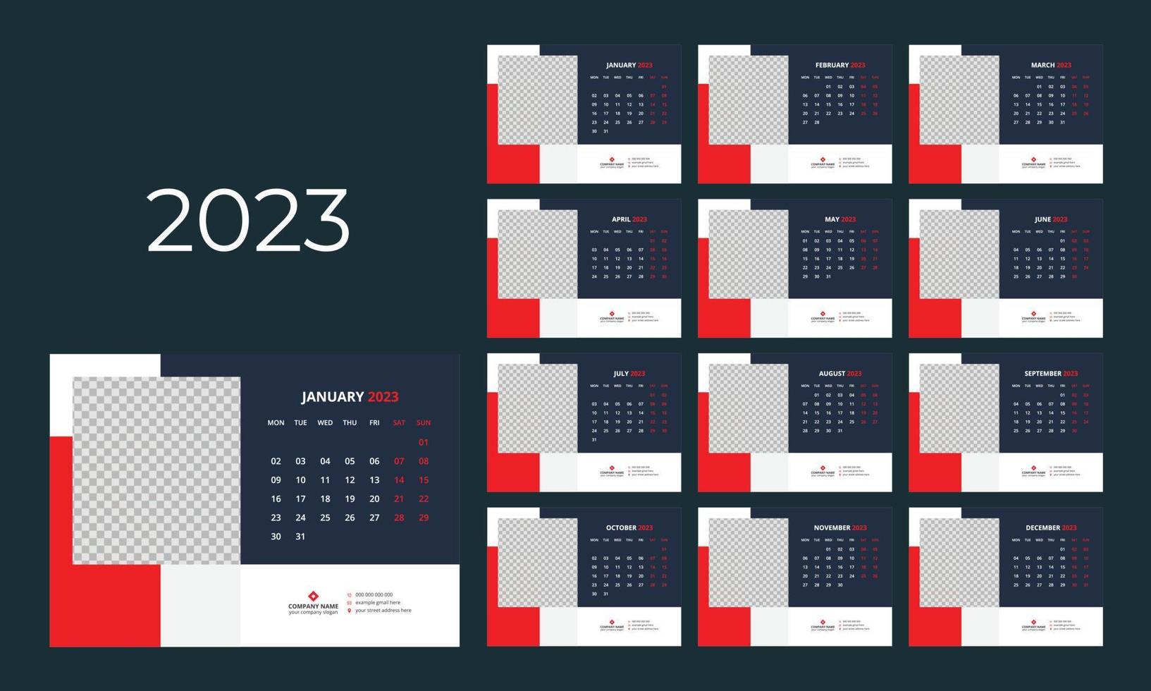 bureau kalender 2023 sjabloon vector