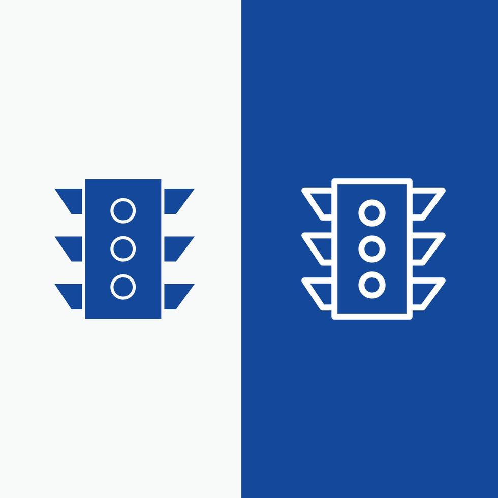 licht verkeer signaal navigatie regel lijn en glyph solide icoon blauw banier lijn en glyph solide icoon vector