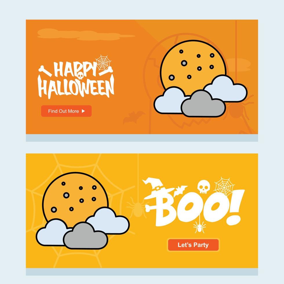 gelukkig halloween uitnodiging ontwerp met maan vector