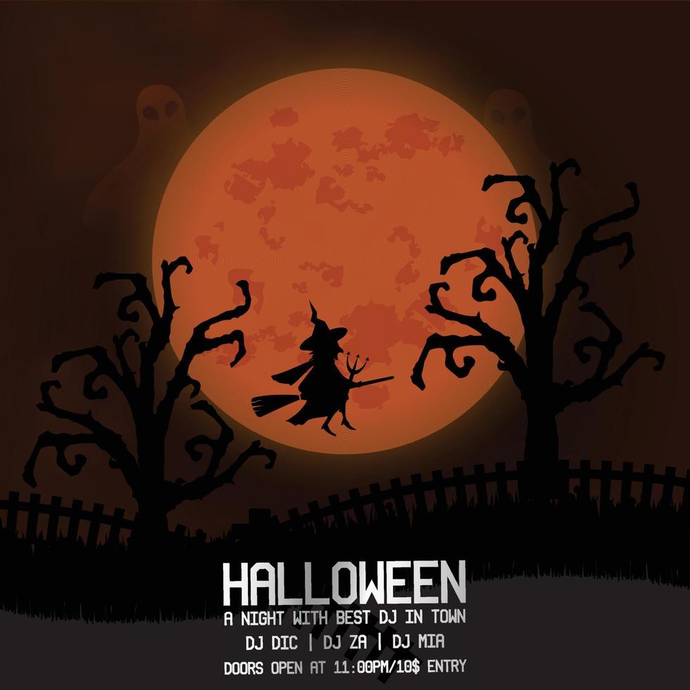 halloween ontwerp met typografie en donker achtergrond vector