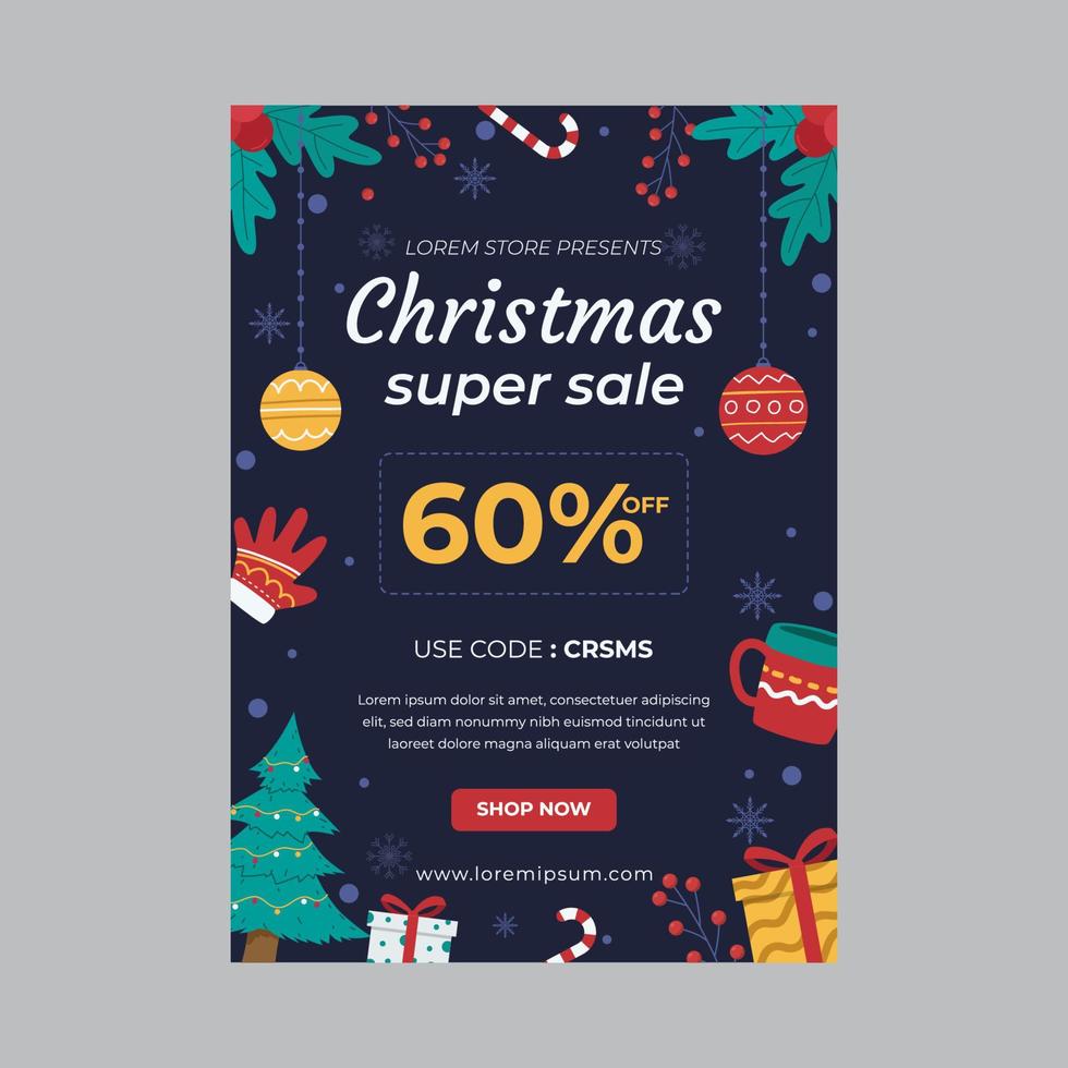 kerst verkoop poster vector