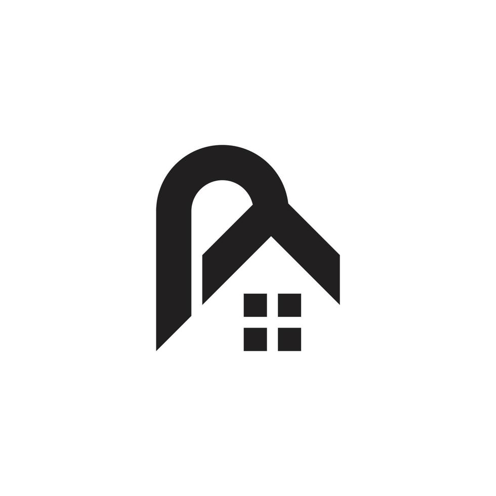 abstract brief p huis vorm symbool logo vector