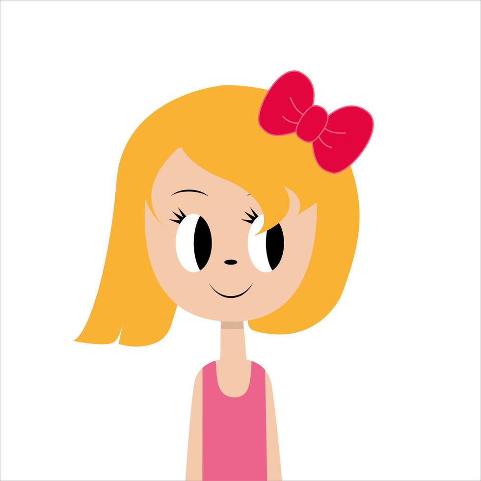 tekenfilm karakter van een meisje met een mooi boog. schattig tekenfilm meisje karakter. vector voorraad illustratie.
