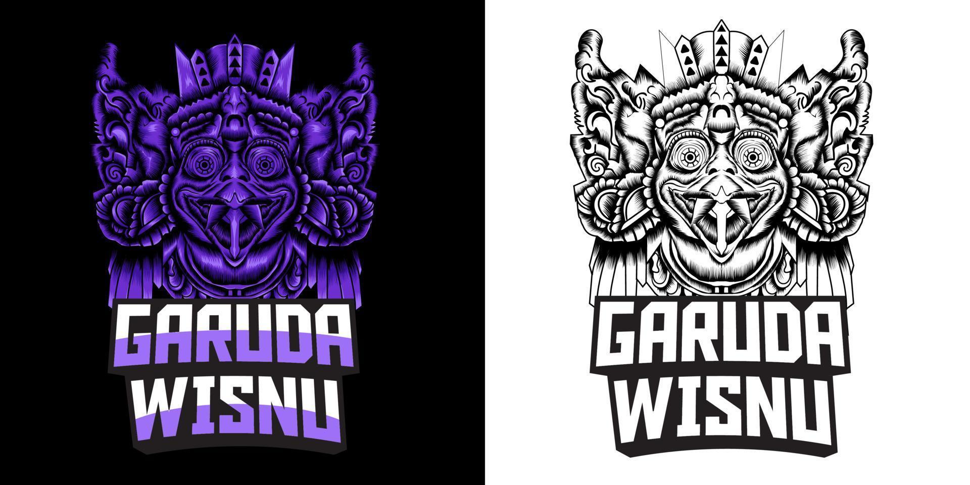 garuda wisnu mascotte illustratie in gedetailleerd stijl vector