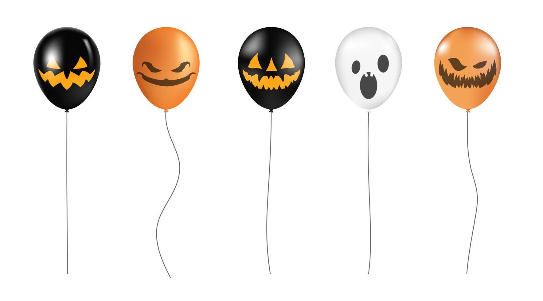 halloween ballonnen reeks met verschillend gezicht vector illustratie