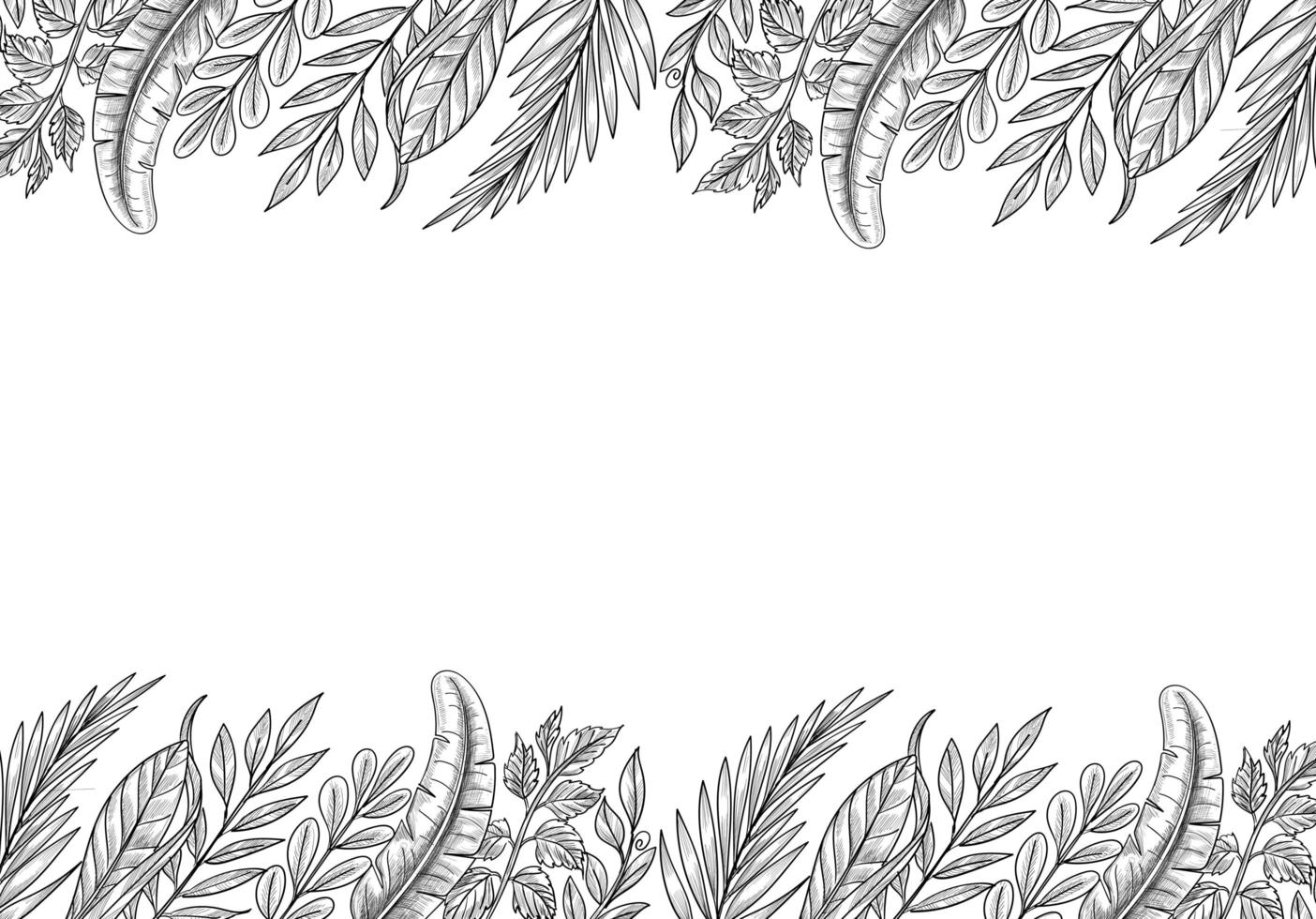 hand getekend tropische planten blad schets achtergrond vector